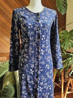 Vintage L.L. Bean Velour Floral Maxi Dress Size XS